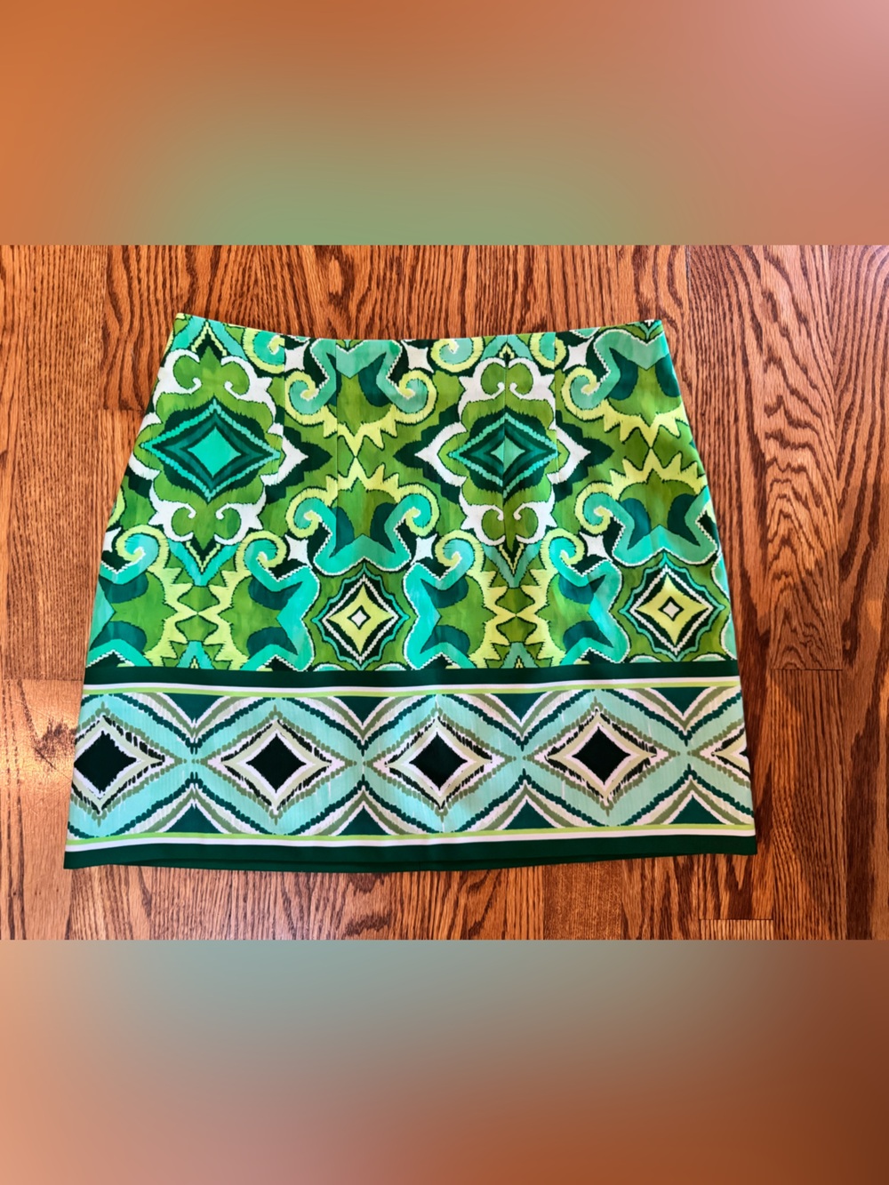Zara Green Geometric Mini Skirt